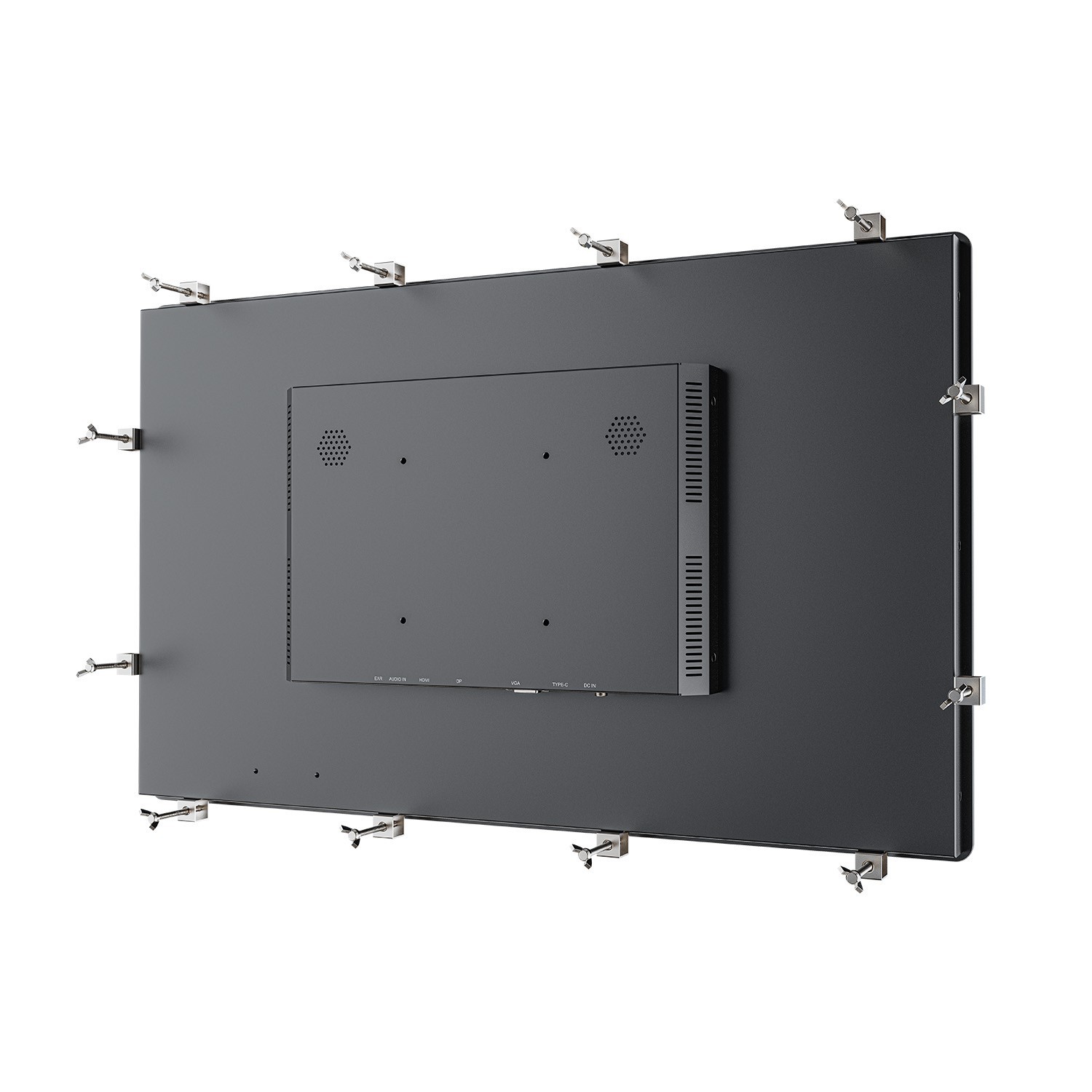 Lilliput TK2380 rear view with VESA 100 mounting and 12 wall mount screws