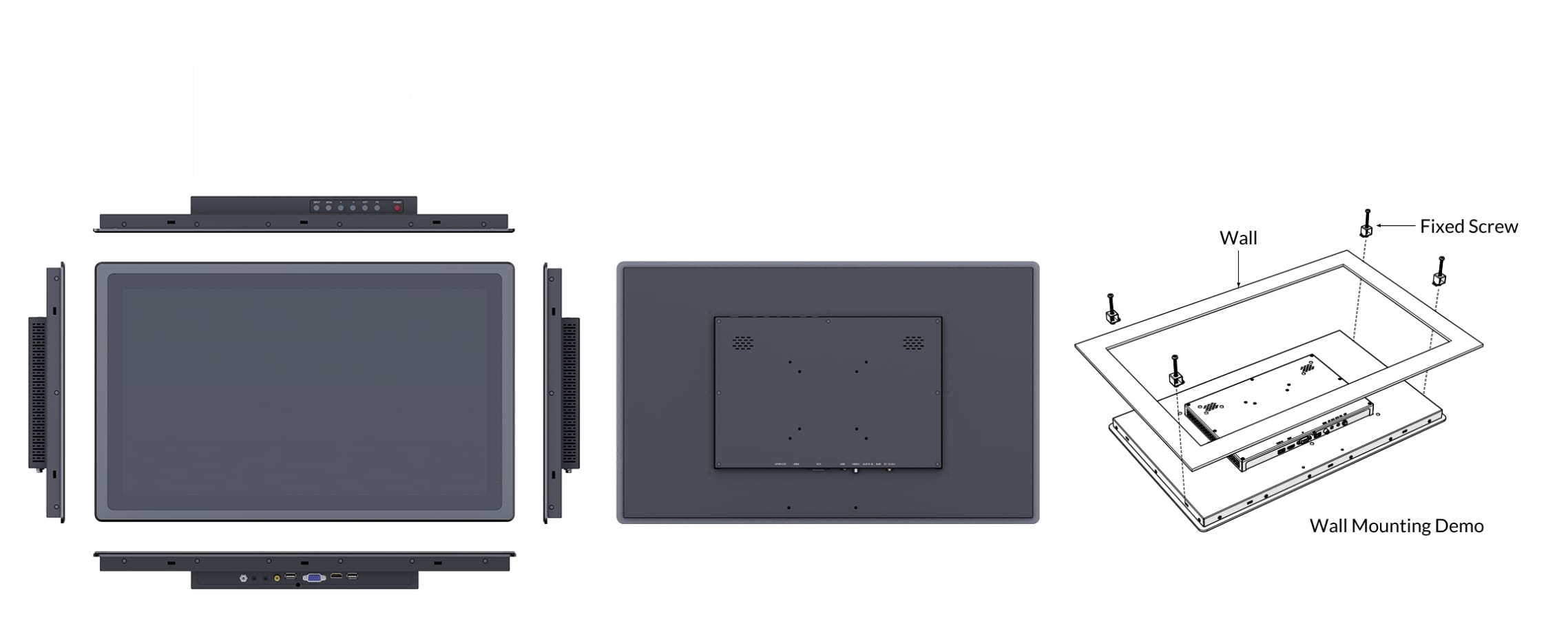 TK2150 monitor with VESA 75 and 100 wall mount installation options